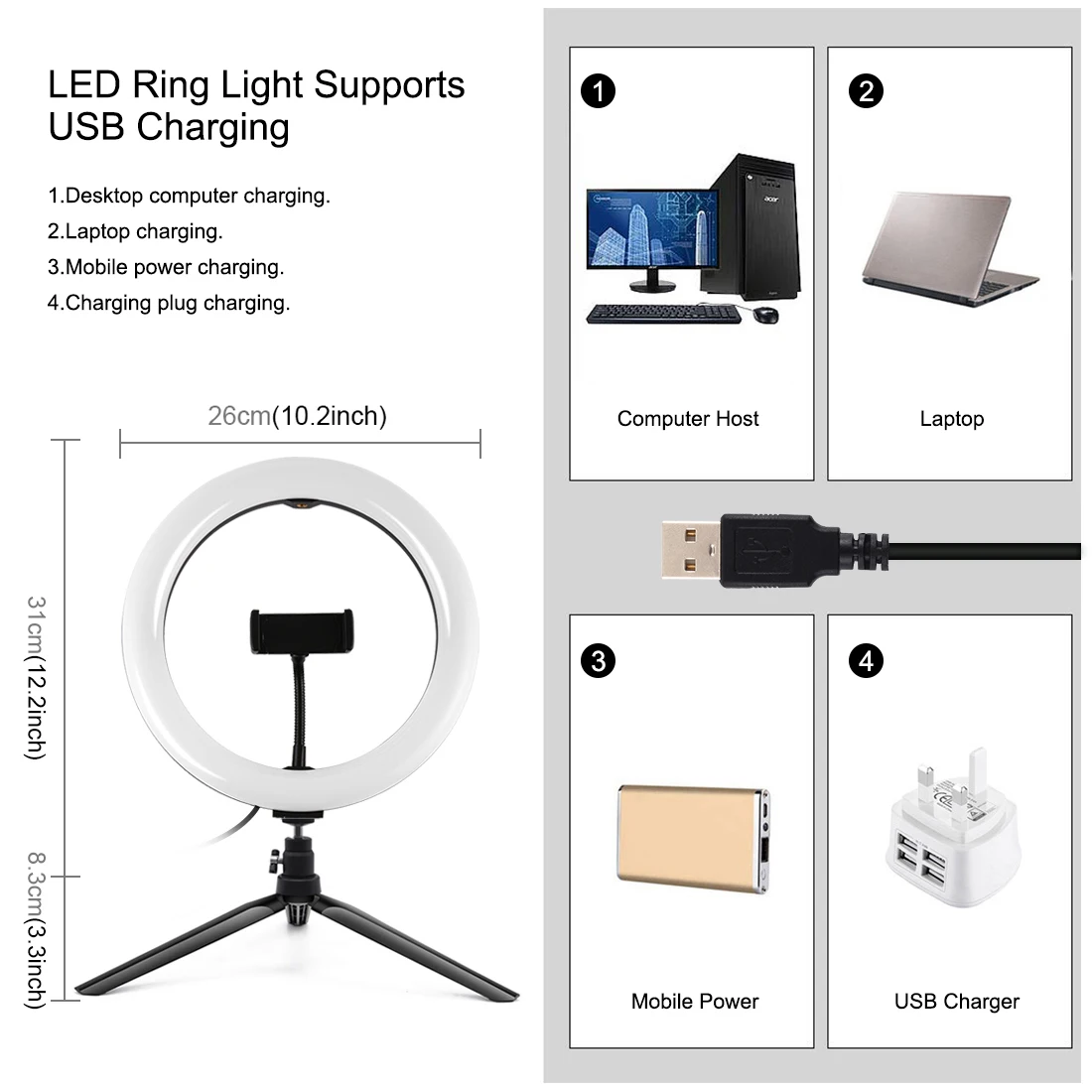 Светодиодный кольцевой светильник 10 дюймов RGB для фото кольцо с дистанционным