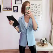 Женский блейзер размера плюс 5XL 6XL 7XL, Новинка лета, полосатый блейзер с карманами, однобортный, с прорезями, три четверти, деловые костюмы