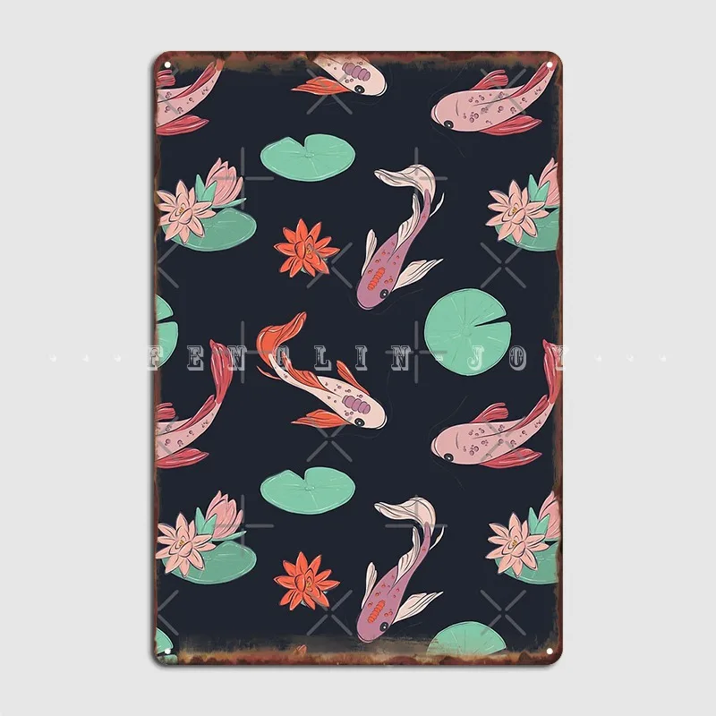 Восточный дизайнерский плакат Koi Fish металлическая табличка для кинотеатра