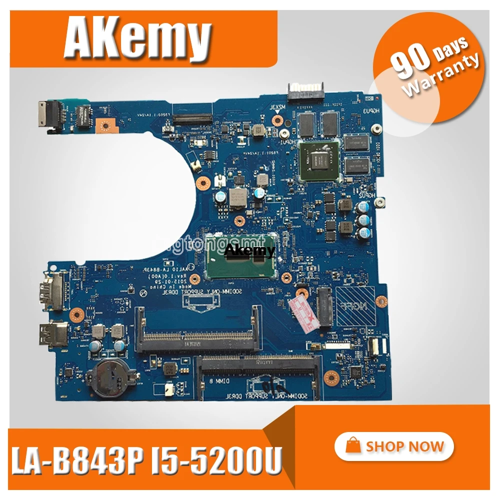 

For Dell 5458 5558 5758 Motherboard with I5-5200U CPU LA-B843P CN-0JVDMM 100% TESTED