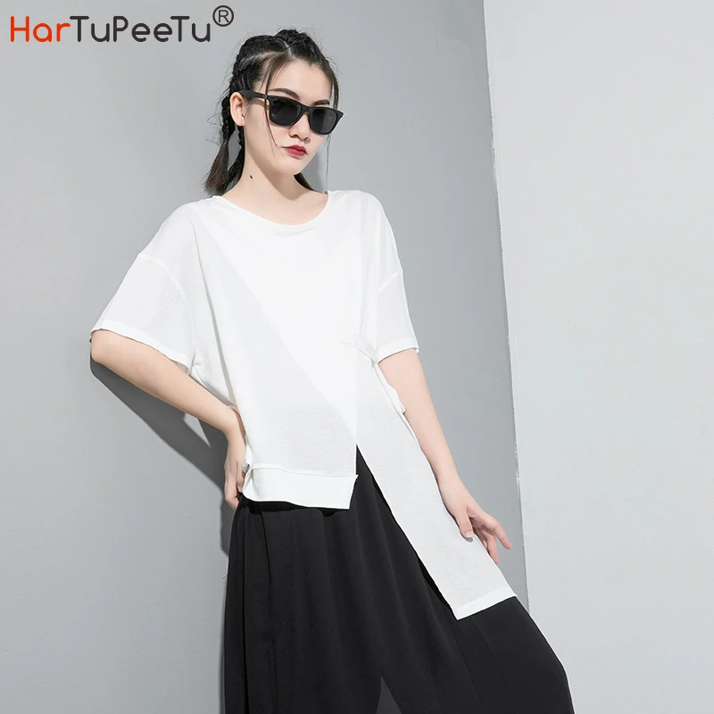 

Wrap Summer Tops for Women 2020 with Bandage T Shirt Oversize Loose Casual Plain Irregular Hem Solid Short Sleeve Homewear