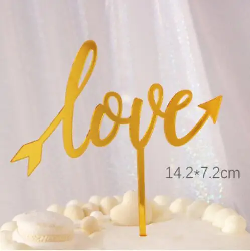 Style 6 Золотые акриловые топперы для торта с надписью «Love» в форме красного сердца, топперы для кексов, украшения для свадебной вечеринки, сделай сам, подарки для влюбленных на День святого Валентина - Цвет: Style 6