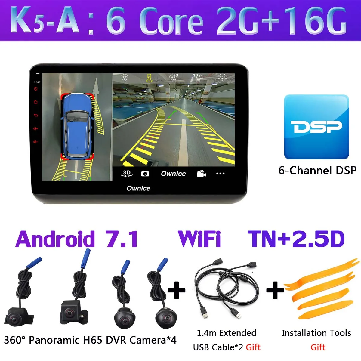 360 ° AHD камера Android 9,0 4G ram+ 64G rom gps радио CarPlay DSP Автомагнитола плеер для Honda HR-V HRV XR-V XRV Vezel стерео - Цвет: K5-A