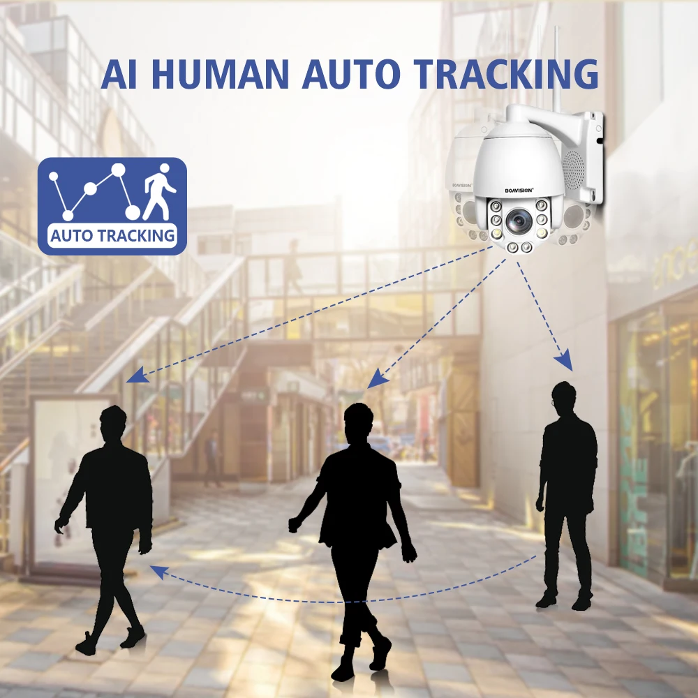 Wifi PTZ IP Camera 1080P 5MP 5X Zoom 4G Two Way Audio AI Auto Tracking  Wireless Cam Outdoor 60m IR Video Home Security Camera