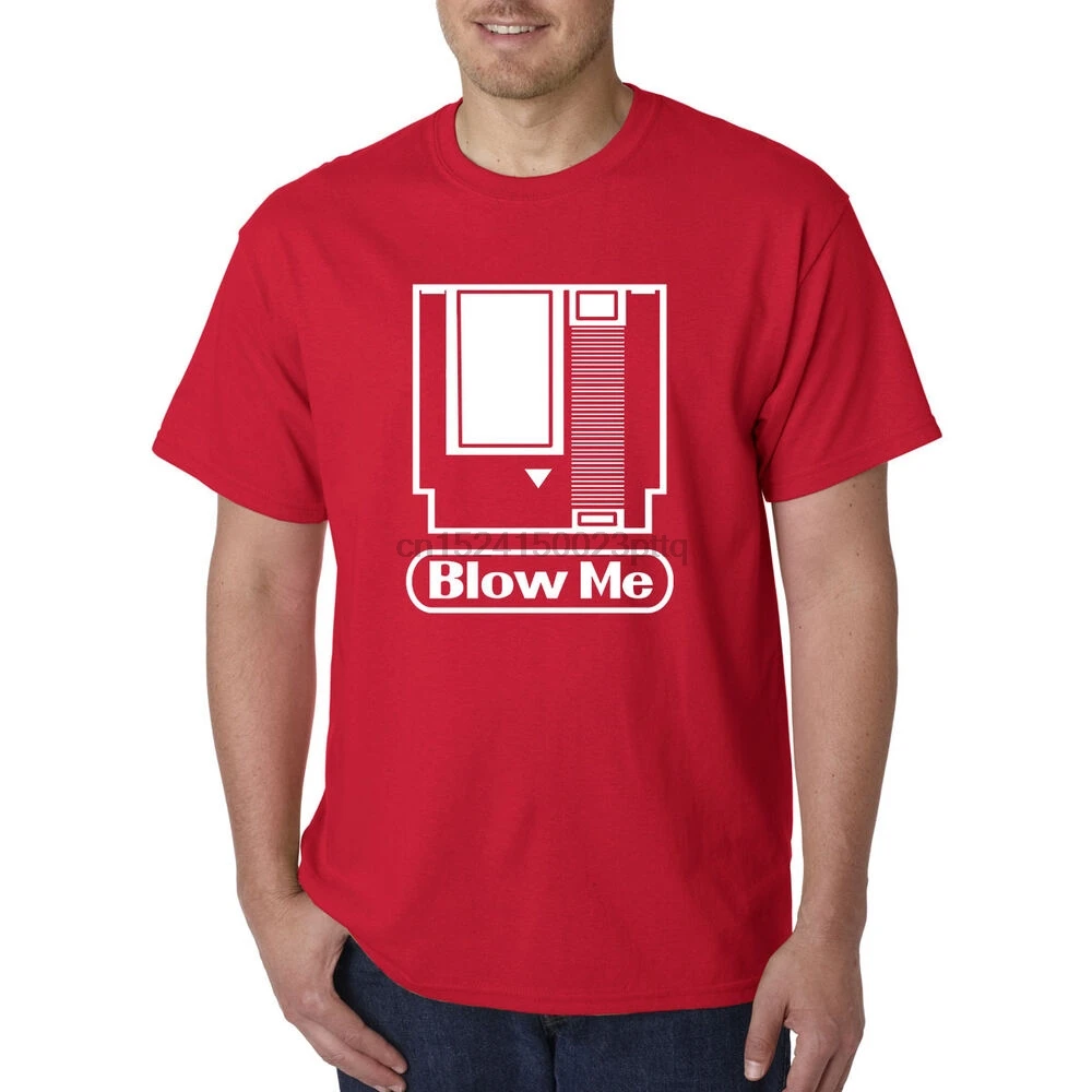 Футболка с картриджем для видеоигр BLOW ME забавная футболка любителей колледжа
