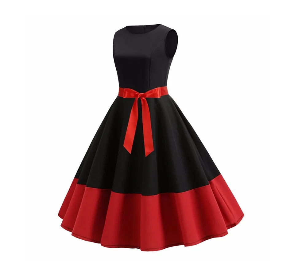 Женское летнее платье с поясом без рукавов элегантное РЕТРО 50s 60s Robe Rockabilly Swing Pinup без рукавов вечерние платья