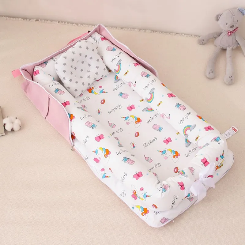Cama de viaje portátil para bebés, cuna de algodón para recién nacidos