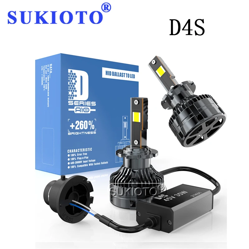 SUKIOTO 2PCS D4S LED Headlamp Bulb Super Bright 70W 6500K White Car Light Canbus D1S D3S Auto Lamp D2S D2R Headlight Bulbs | Автомобили и