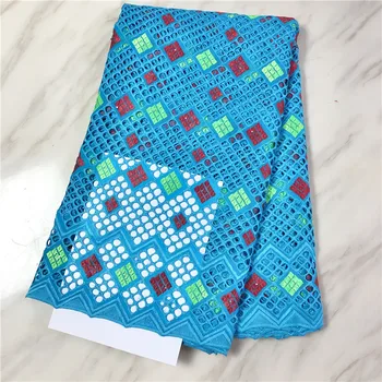 

New arrival Blue african BAZIN riche fabric with Embroidery lace african Guinea Brocade cotton fabric 16L071341