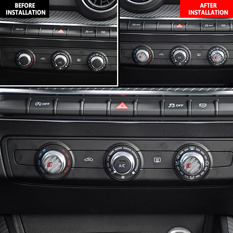 1pcs 20mm silver carbon fiber car air conditioner button sticker For