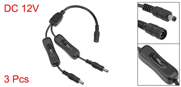 2 Switch (3 Pack) Uxcell 1/2/3 шт. встроенные перекидной переключатель вкл выкл отклонения в размерах на 1-2/3/4/5 Порты DC 12V с 5,5x2,1 мм DC разъем для мужчин и женщин Мощность кабель - Цвет: 2 Switch (3 Pack)