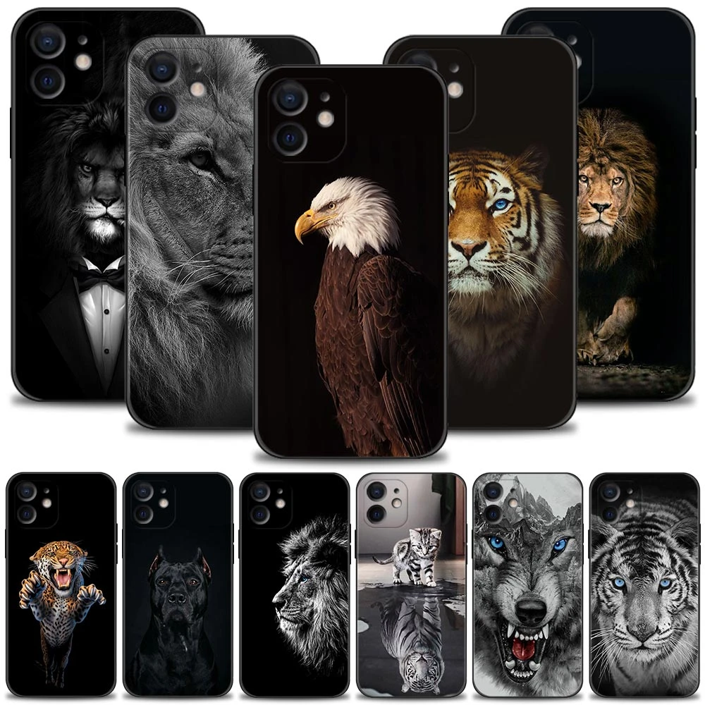 iphone 12 pro max leather case Case For Apple iPhone 13 12 11 Pro Max Mini XS Max XR X 7 8 Plus 6 6S SE 2020 Cover Shell Wolf Dog Cat Bird Lion Tiger Animal iphone 12 pro max clear case