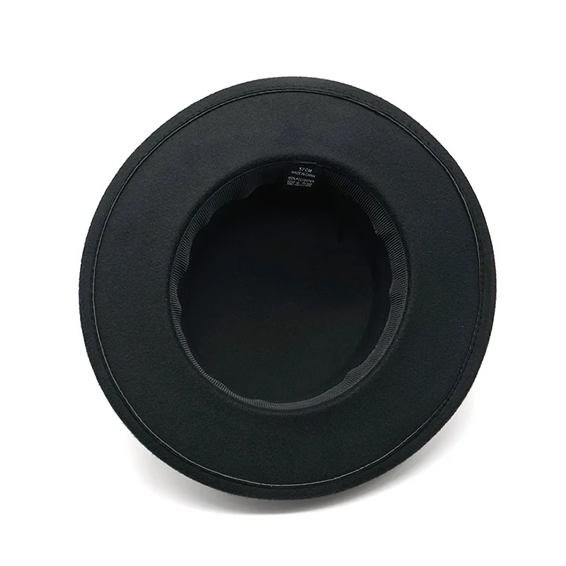 Winter Autumn Woolen Women Hat Classic Solid Color Felt Fedoras Hats Female Lady Wide Brim Flat Top Jazz Cap