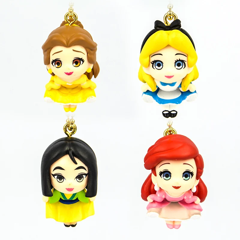 

Japan genuine 4Pcs Children's story cartoon Beauty Princess pendant on the edge of cup gashapon figures collection Capsule Toy