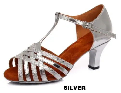 silver heel 6cm Обувь для бальных танцев; женская обувь для латиноамериканских танцев; дешевая танцевальная обувь для сальсы; женские кроссовки для танцев; BlingBling; низкий каблук; JuseDanc - Цвет: silver heel 6cm
