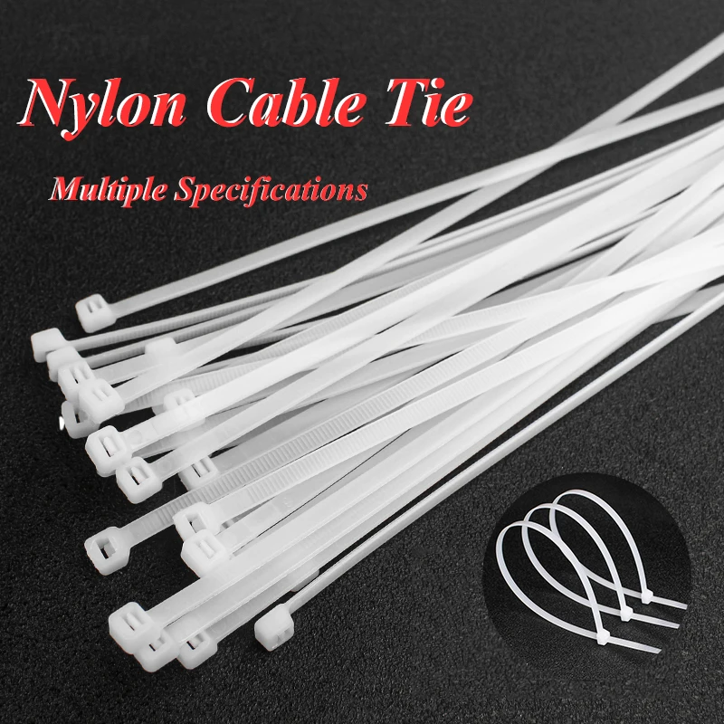 100pcs Plastic Reusable Cable Ties 5/8series  Releasable Nylon Self-locking Plastic Zip Wraps Strap Nylon Cable Tie Set White