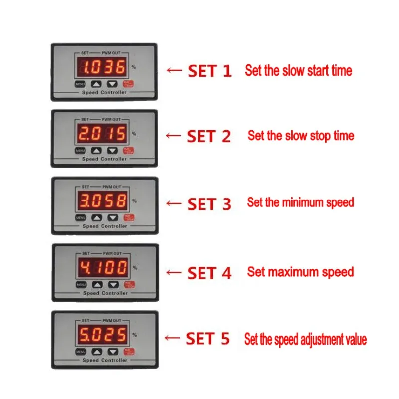 Цифровой дисплей 30A DC 6V~ 60V 12V 24V 48V ШИМ контроллер скорости двигателя медленный старт/стоп вращающаяся скорость время регулируемый