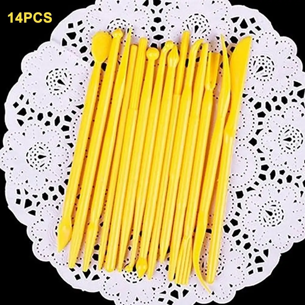 

14Pcs Sugar Craft Fondant Cake Pastry Carving Cutter Chocolate Decorating Flower Clay Modelling Plastic Baking Craft Tool Set