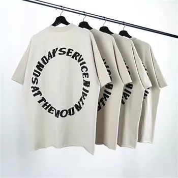 

Kanye West Sunday Service Holy Spirit TRUST GOD Offset Printing Women Men T shirts tees Men Cotton T shirt Loose