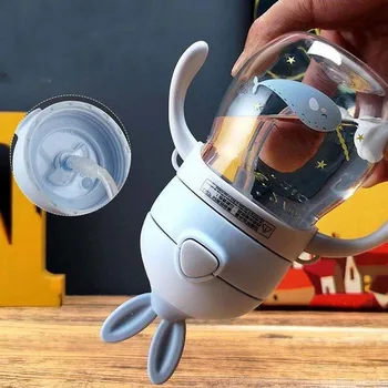 

Lovely children's drinking cup anti falling kindergarten children's teacup cartoon leak proof portable scale handle straw cup