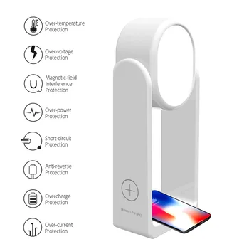 

3 in 1 Table Lamp Wireless Charging Station with Rotatable Makeup Light and Mirror Phone Wireless (Android iOS) Charging Pad