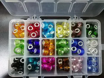 

1 Box DIY Handmade Glass European Beads Large Hole Beads Brass Core 144pcs/box