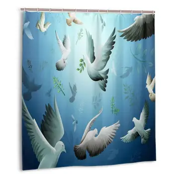 

Pigeons Shower Curtain with Hooks bathroom Waterproof Polyester Fabric