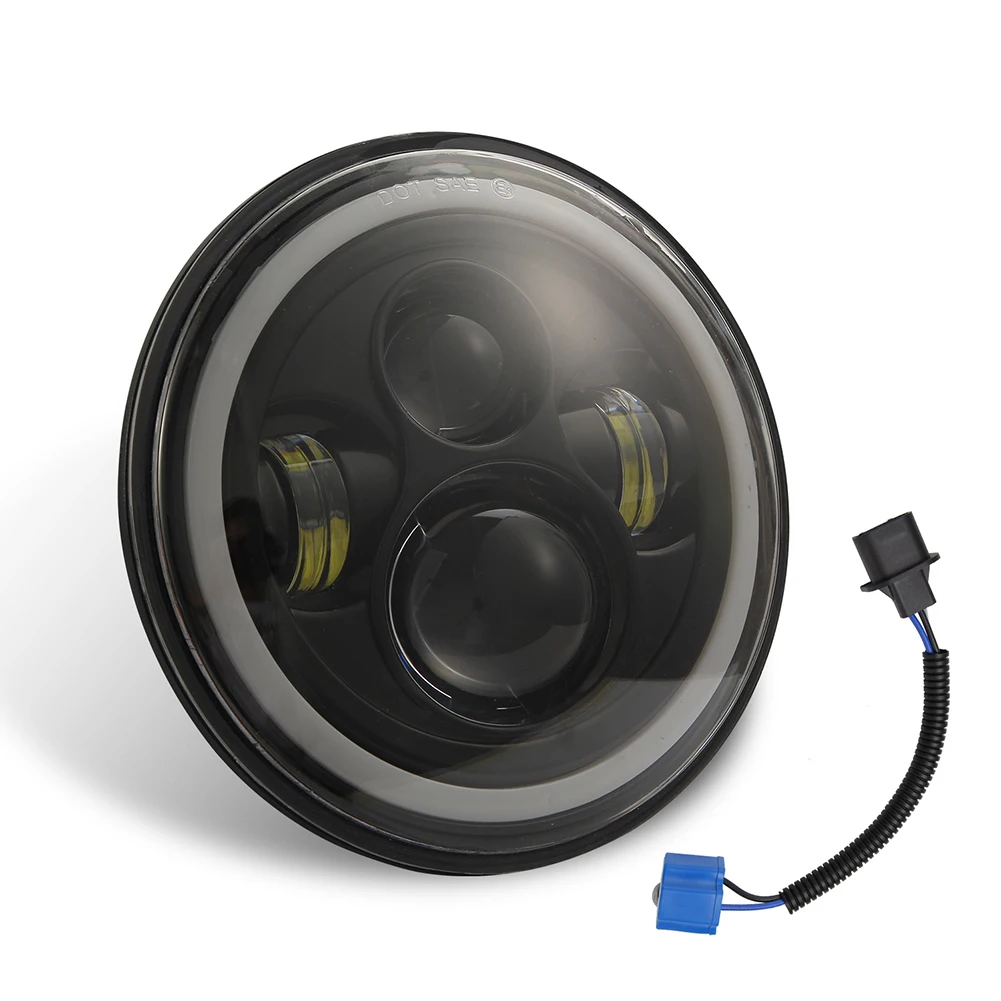 

2pcs 150W 7in Round Black LED Headlight High Low Beam for Jeep Wrangler Off-road Vehicle H4/H13 NJ88