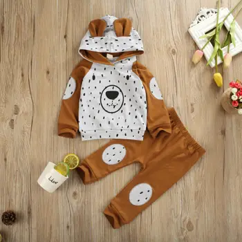 

Newborn Baby Boy Girl Clothes Cute Bear Hooded Tops Pants Leggings Warm Outfits