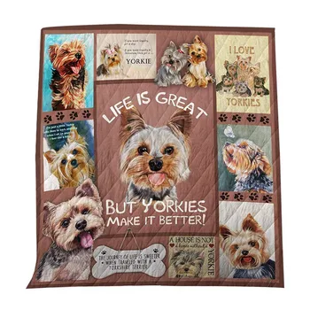 

3D Life Is Great Dog Quilt Cute Digital Printed Bedspread Summer Quilt Blanket Comforters Fashionable Bed Spreads And Quilts