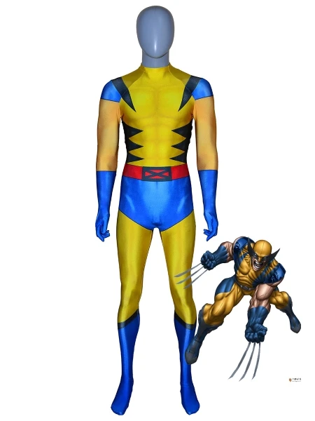 Wolverine Costume Spandex Printed X-men Superhero Cosplay Zentai Suit