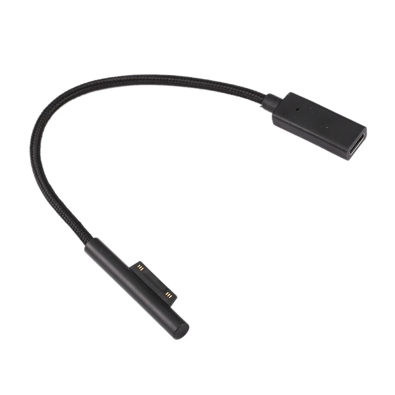 USB кабель с нейлоновой оплеткой 0,2 M женский USB-C зарядный кабель для Microsoft Surface Pro 6/5/4/3 Поверхность ноутбука 1/2, 45Вт 15В PD кабель для зарядки