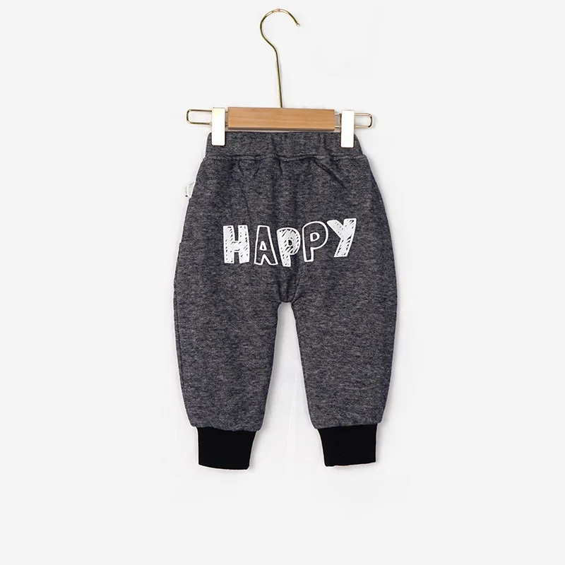 

2019 Autumn Winter New Fashion Pure Cotton Long Baby Boy Pants Casual Solid Color Baby Pant HAPPY Printed Babies Clothes Outfits