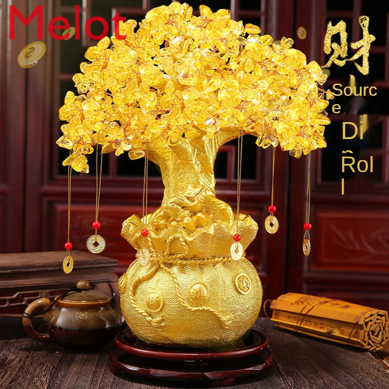 Citrine Fortune Tree Decoration Lucky Living Room Home Creative Wine Cabinet TV Cabinet Decorations Housewarming Gift Collection