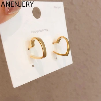 

ANENJERY Sweet Matte Gold Heart Earrings For Women Girls Party Ear Jewelry Prevent Allergy Earrings Gifts S-E1192
