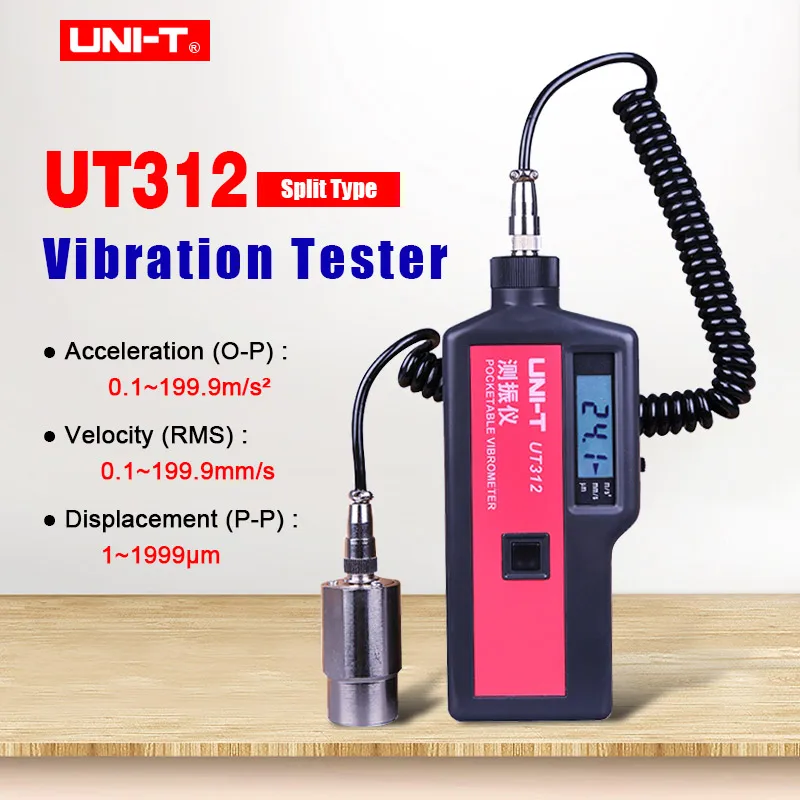 

Digital Vibration Tester UNI-T UT312 Split Type vibrometer acceleration velocity displacement Measure 2k count LCD Display