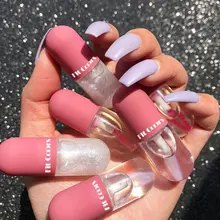 Mini cápsula labial gloss hidratante e hidratante transparente cor-mudando projétil labial gloss óleo perolado brilho labial