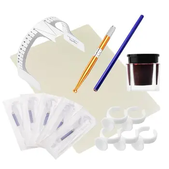 

15pcs/ Set Practical Microblading Eyebrow Tattoo Kits Pen Needle Paste Skin Ruler Tools For Beginners LDO99