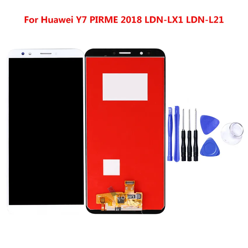 Белый Для Huawei Y7 Prime LDN-LX1 LDN-L21 6," ЖК-дисплей с сенсорным экраном дигитайзер - Цвет: Белый