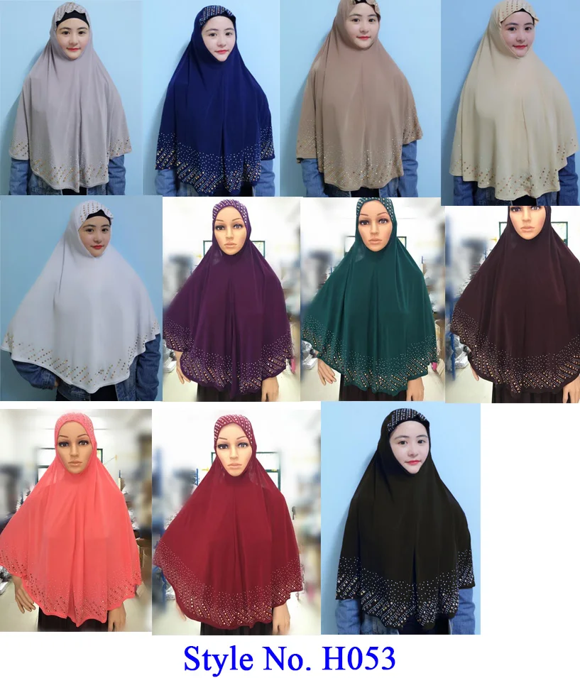 Мусульманская женщина Khimar Джерси Хиджаб Шапки головной убор Блестящий капот накладной длинный платок Hijaab Исламская одежда