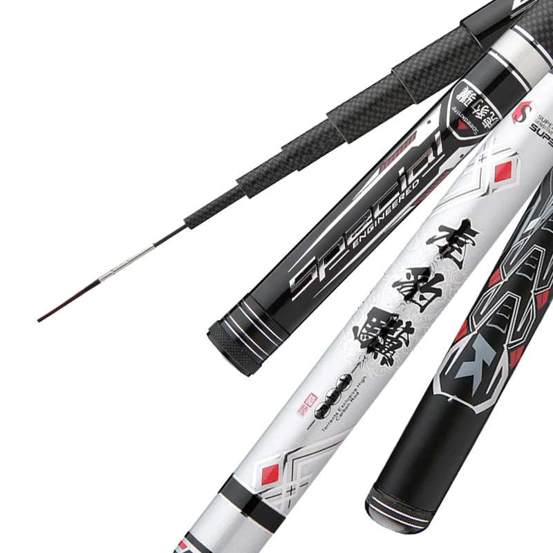 Superhard 2/8 1/9 hardness Carbon Fiber Hand Fishing Pole Super Light Stream Rod Telescopic 3.6M-10M More choices | Спорт и