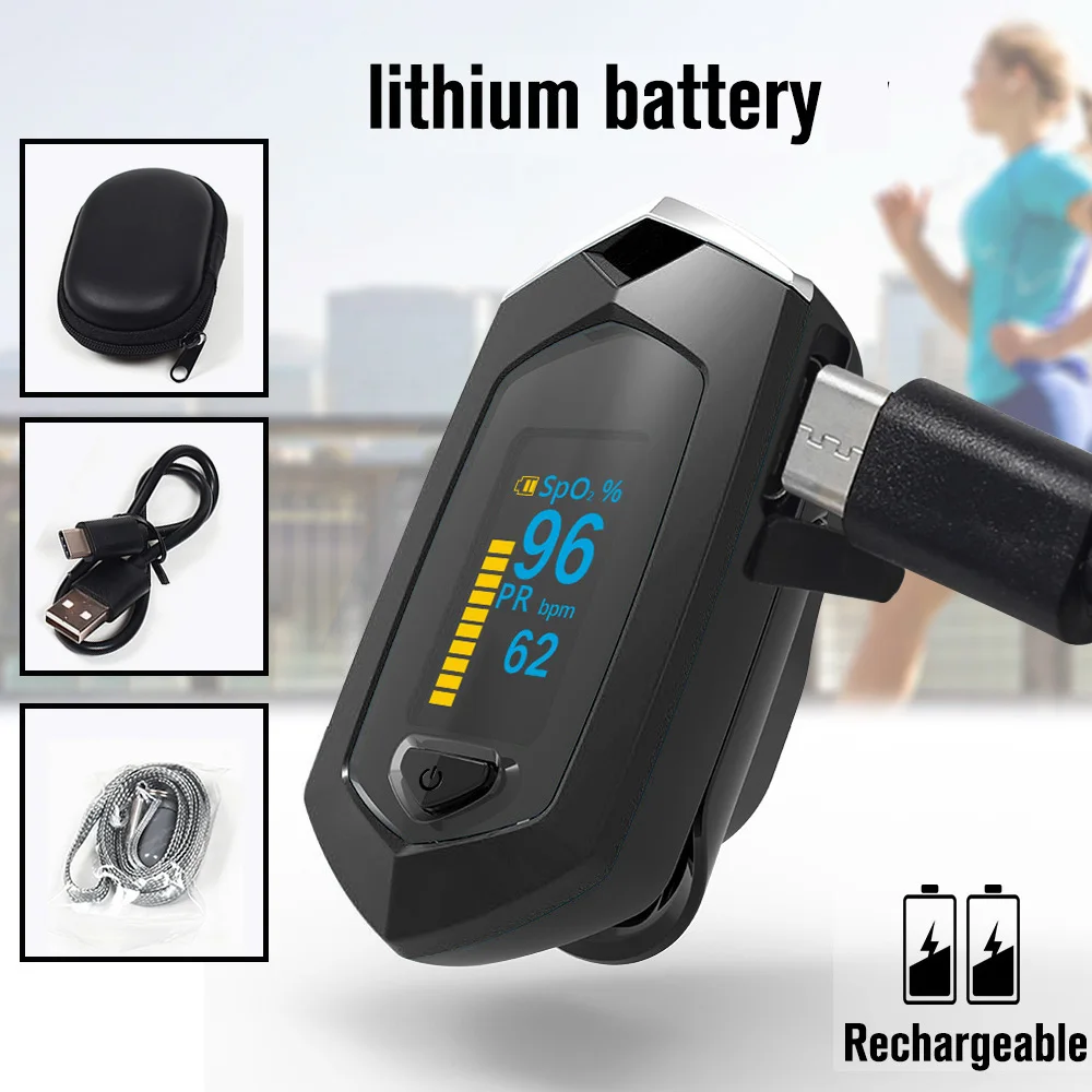 

Yongrow Rechargeable Pulse Oximeter Digital Fingertip Oximetro Blood Oxygen Heart Rate Monitor SpO2 PR Health Monitors