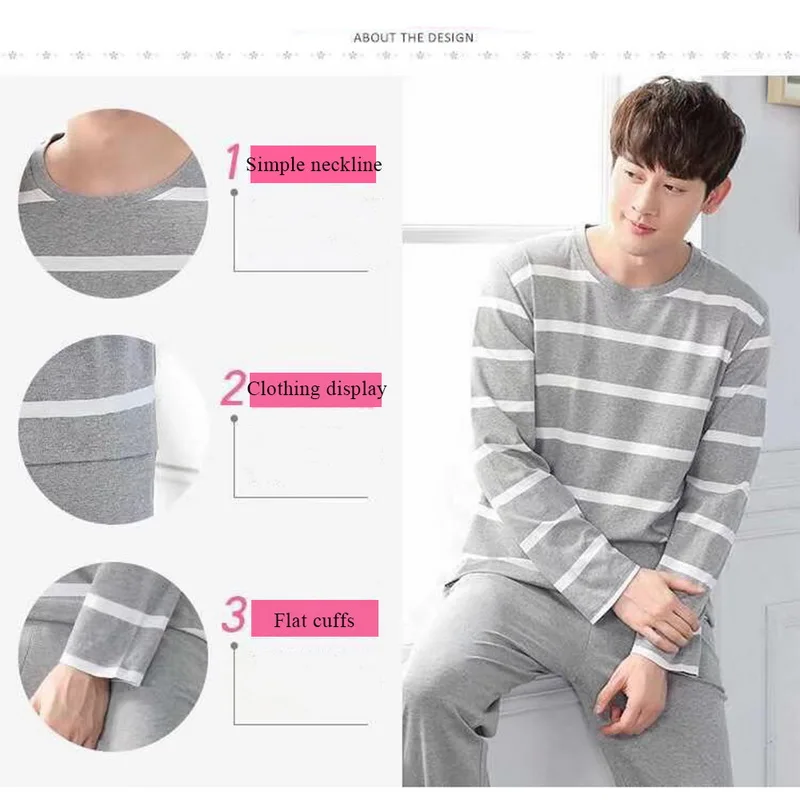 2020 мужские хлопковые пижамы с буквенным принтом полосатые Мультяшные пижамные