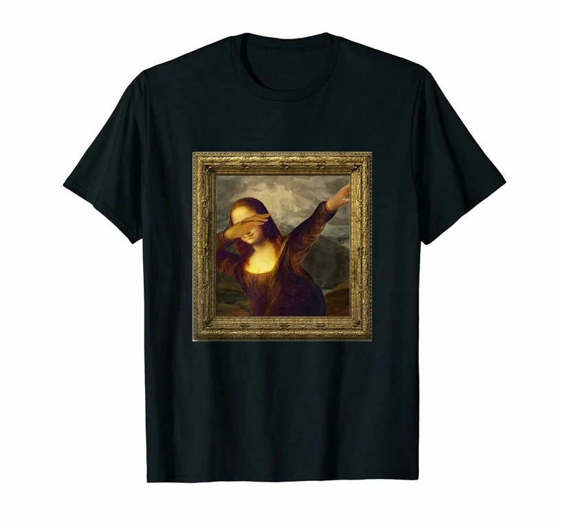 Черная футболка с картиной Mona Lisa Мужская S-6Xl из 100% хлопка базовые модели | одежда