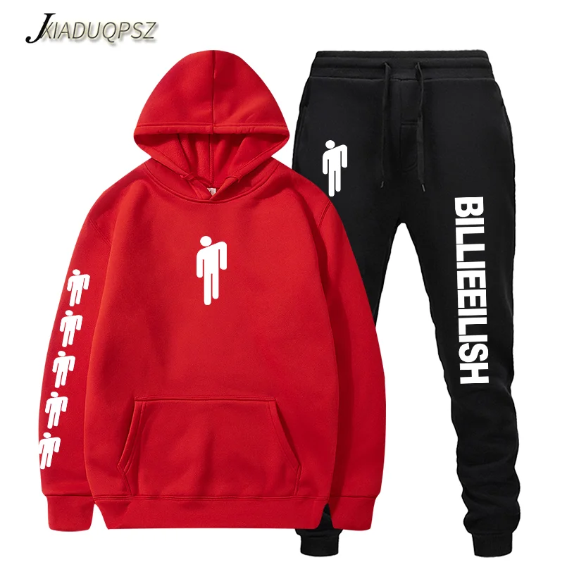 WM22-24 Red black Billie Eilish Толстовка для мужчин/женщин модные толстовки с капюшоном+ спортивные костюмы осень зима теплый флисовый пуловер с капюшоном - Цвет: WM22-24 Red black