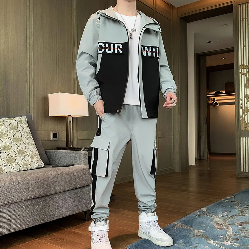 

Men Tracksuit 2020 Clothes 2 Pcs Set Jackets and Pants Set Man Hip Hop Streetwear Clothing Jogging Suit Men Sweatsuit
