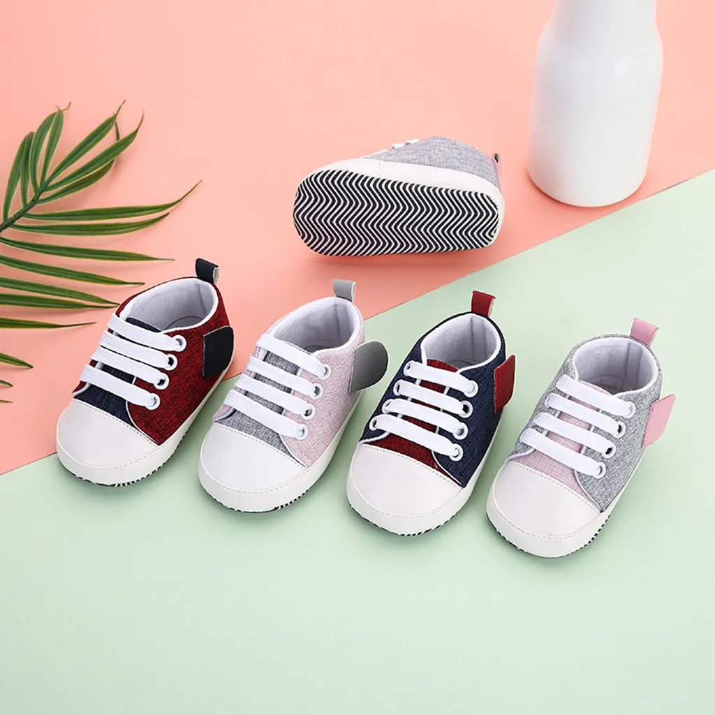 0-2T Newborn Baby Boys Girls First Walkers Shoes Baby Splicing Bandage Casual Single Shoes New Canvas Classic Sports Sneakers