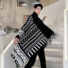 Свитер с геометрическим узором, свитер, модная мужская одежда, кардиган, свитер, куртка