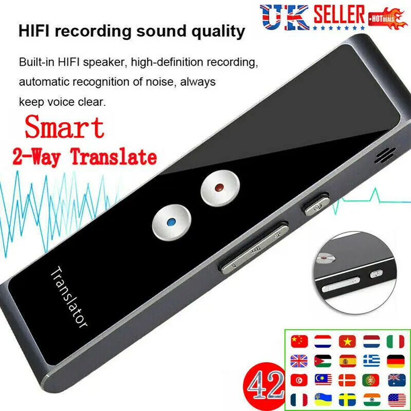 

Bluetooth Smart Voice Translator Portable Two-Way Real Time 42+ Multi-Language Translation Wireless Business Travel Translators