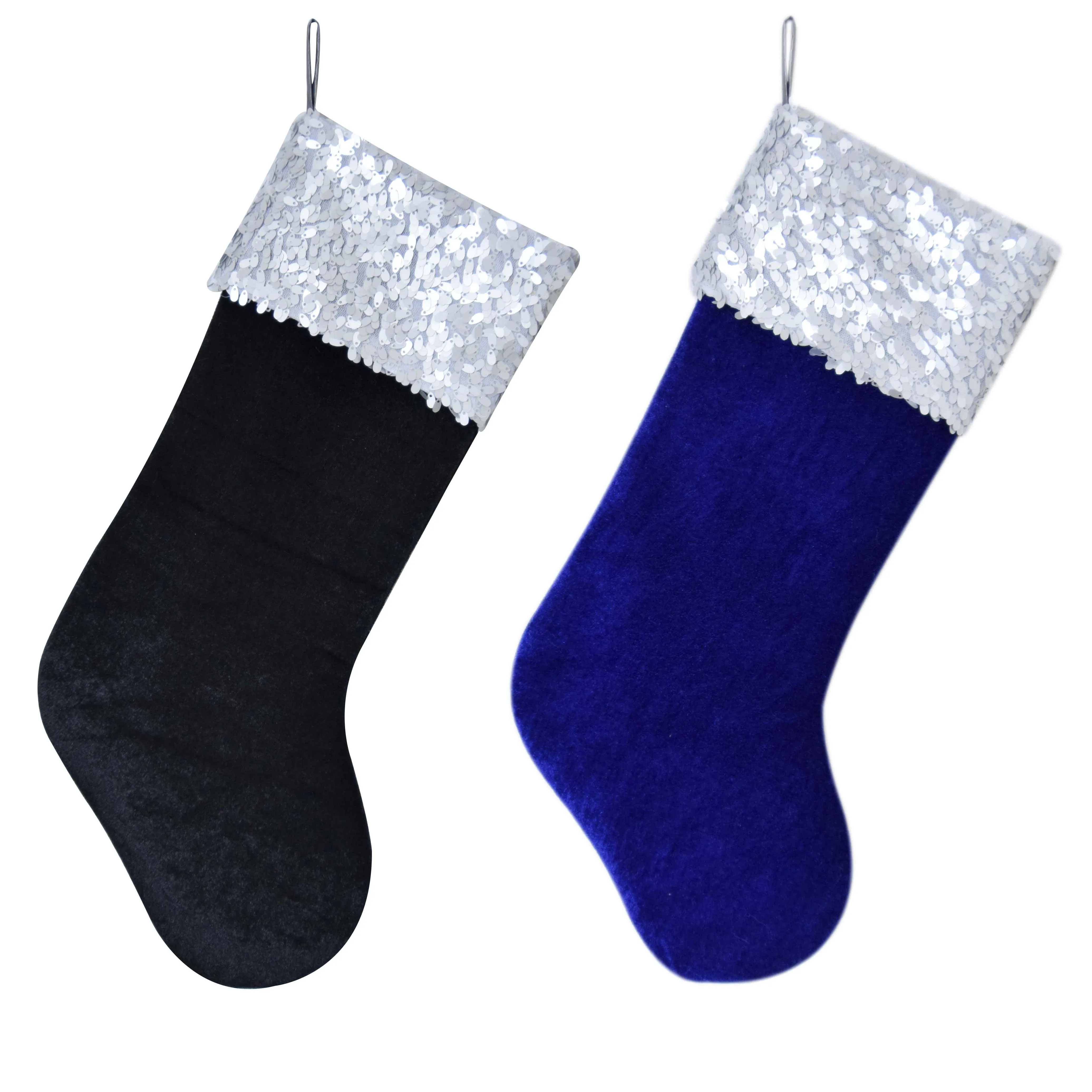 

2 шт., новогодние бархатные носки с блестками